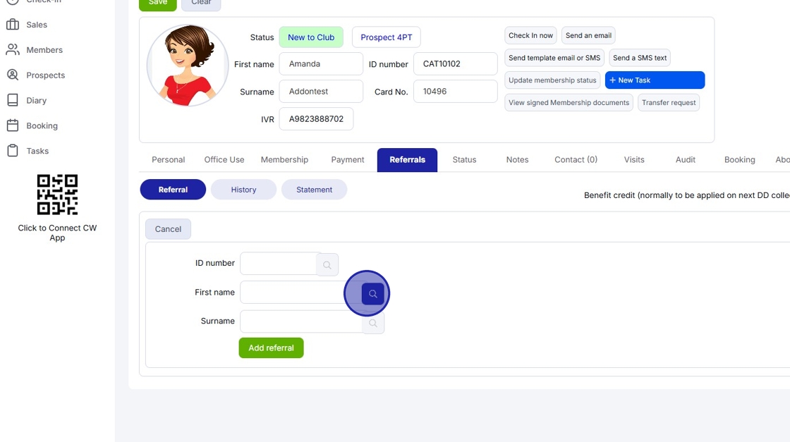Members - Adding a referral to an existing member