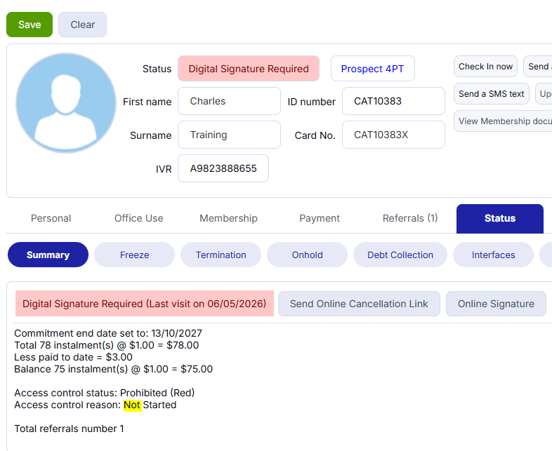 FAQ Why does my member have a Not Started status in ClubWise?