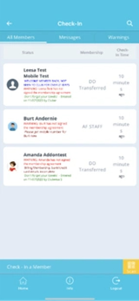 Check In - ClubWise Check In and Member Visits