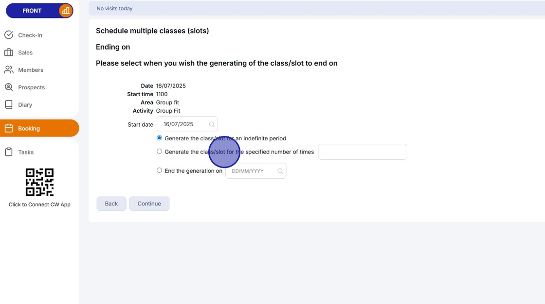 Booking - Creating and Repeating a Class Schedule