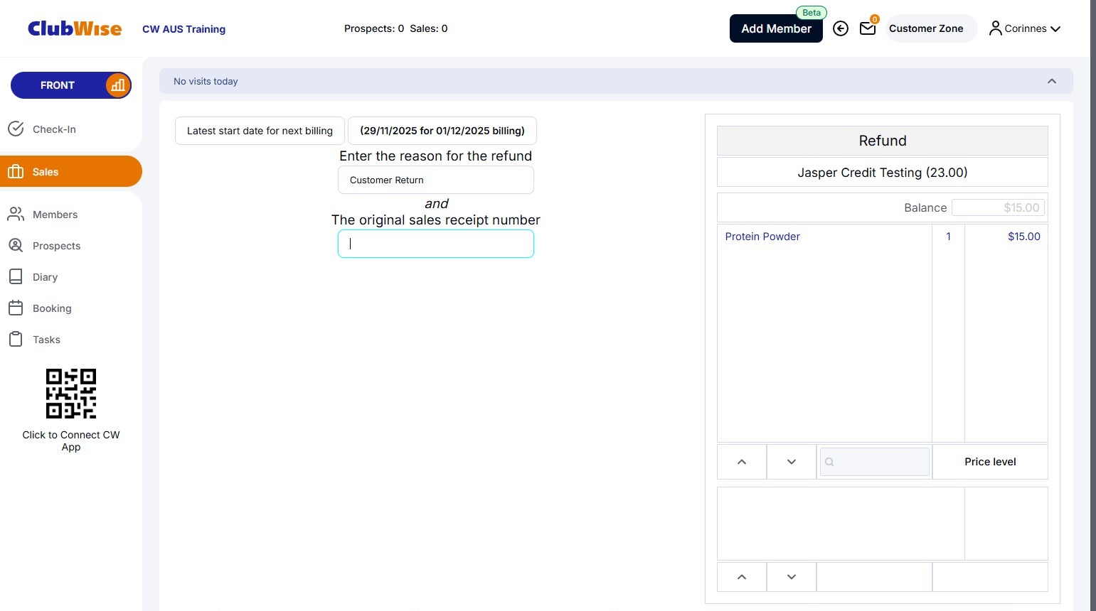 Sales - Processing a Refund