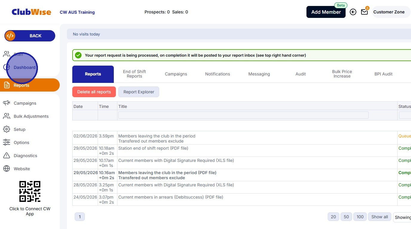 Reports - How to see leavers for the month